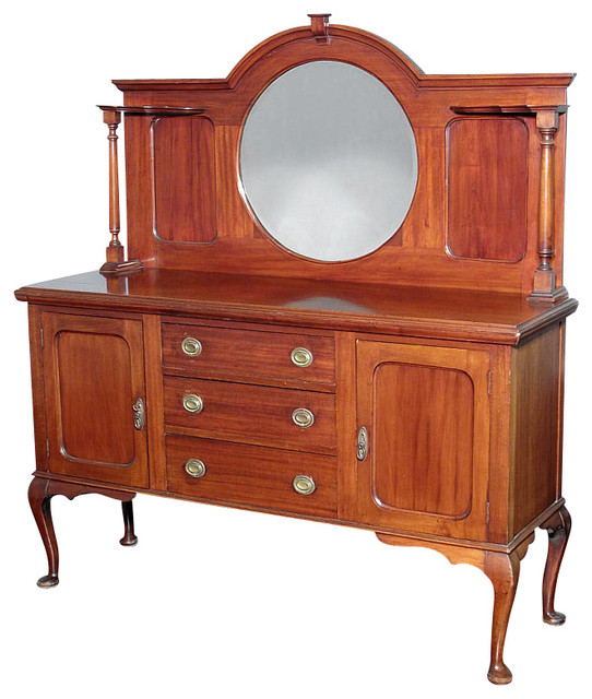 Antique Mahogany Queen Anne Buffet Sideboard Server Traditional