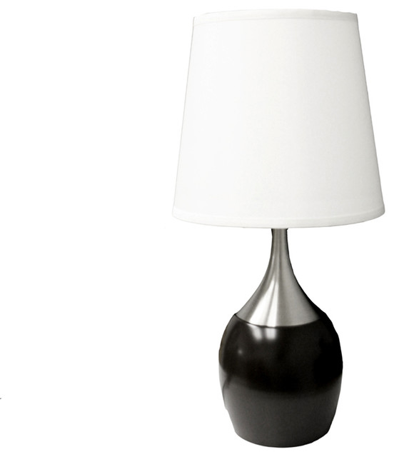 24 Tall Metal Touch Table Lamp With Espresso Finish White Shade