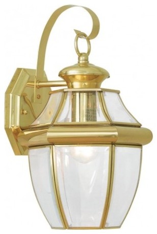 Monterey Outdoor Wall Lantern, Polished Brass