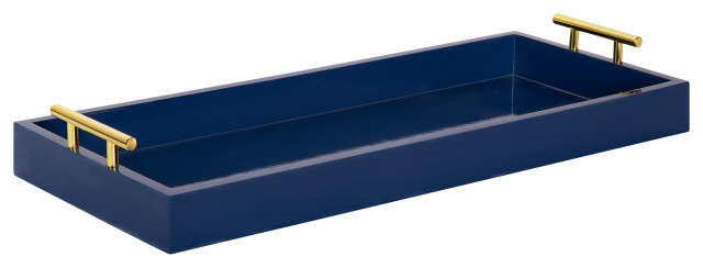Lipton Narrow Rectangle Wood Accent Tray, Blue