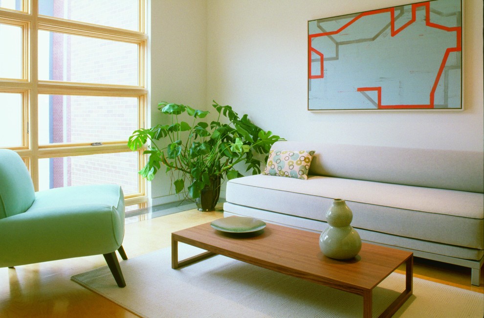 This is an example of a modern living room in Portland Maine.