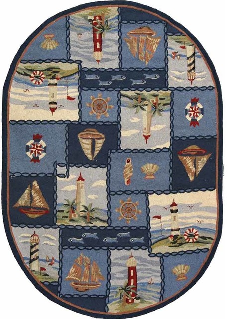 Safavieh Chelsea Collection HK267 Rug, Blue, 4'6"x6'6" Oval