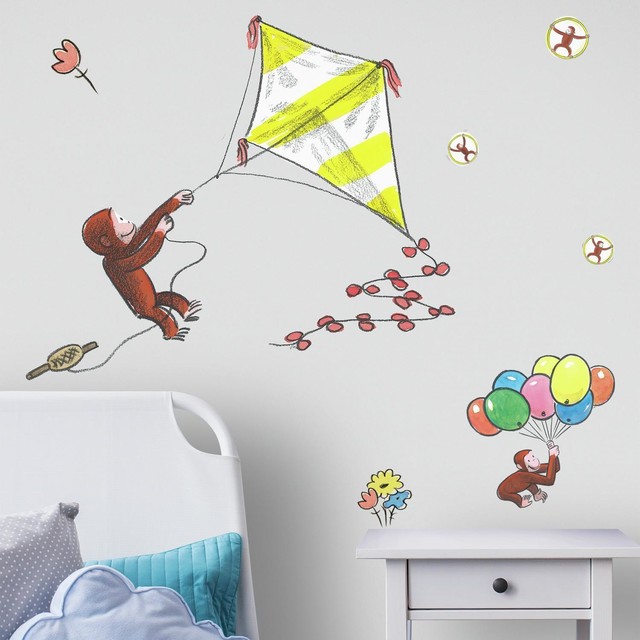Curious George Storybook Kite Peel And Stick Giant Wall Decals