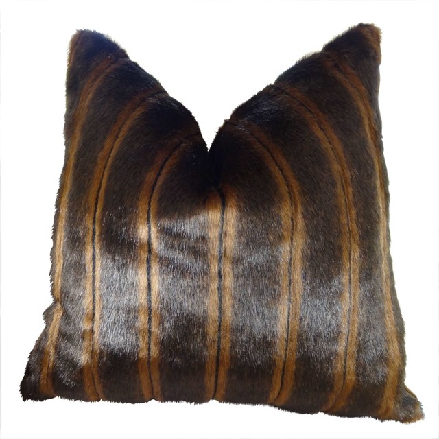 Homeroots Beddings Fancy Brown Mink Handmade Throw Pillow Fancy
