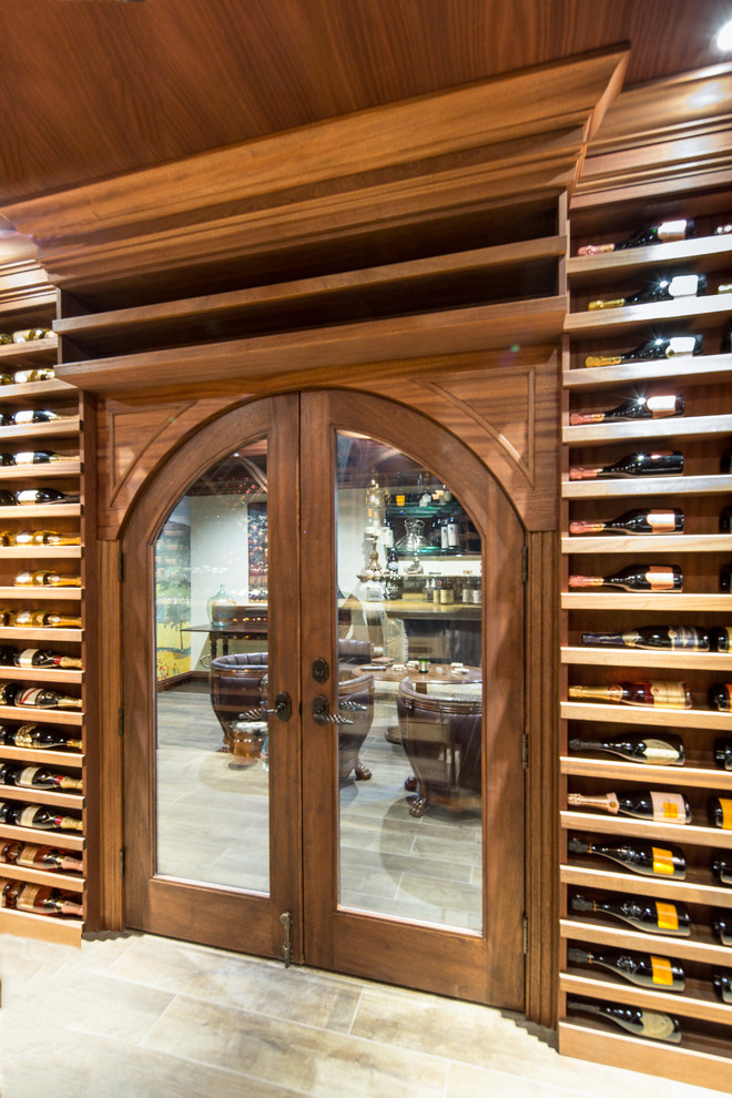 This is an example of a large traditional wine cellar in New York.