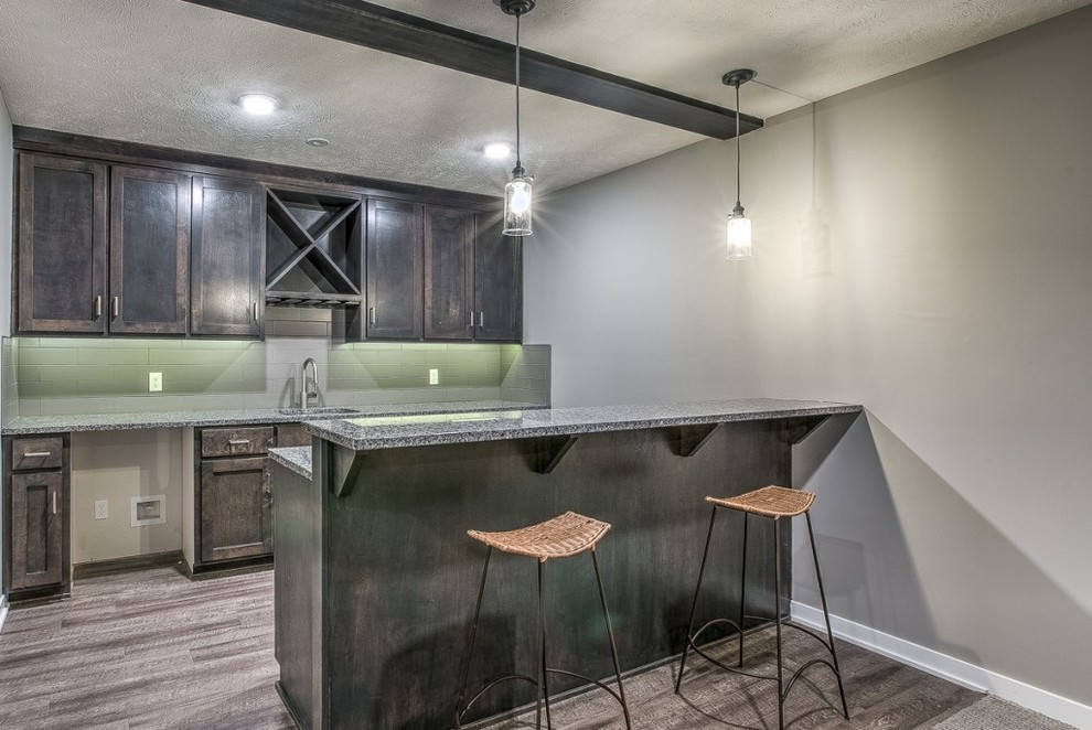 Transitional home bar photo in Omaha