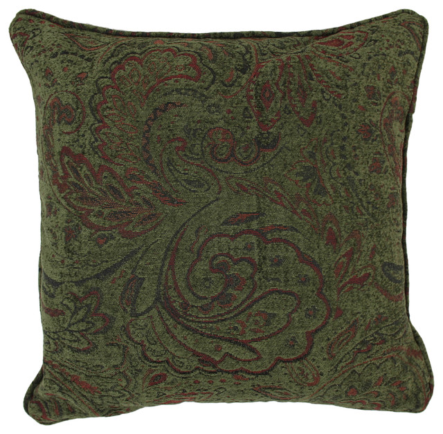 18" Square Jacquard Chenille Throw Pillow Insert, Autumn Gingham