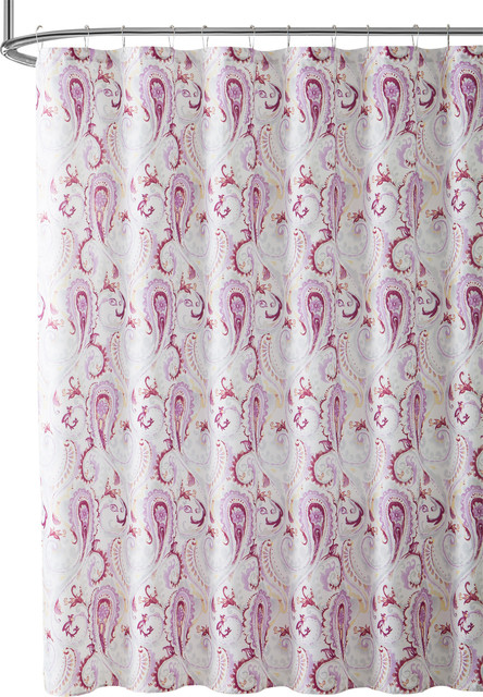 Toulouse Purple Pink Paisley Fabric Shower Curtain for Bathroom