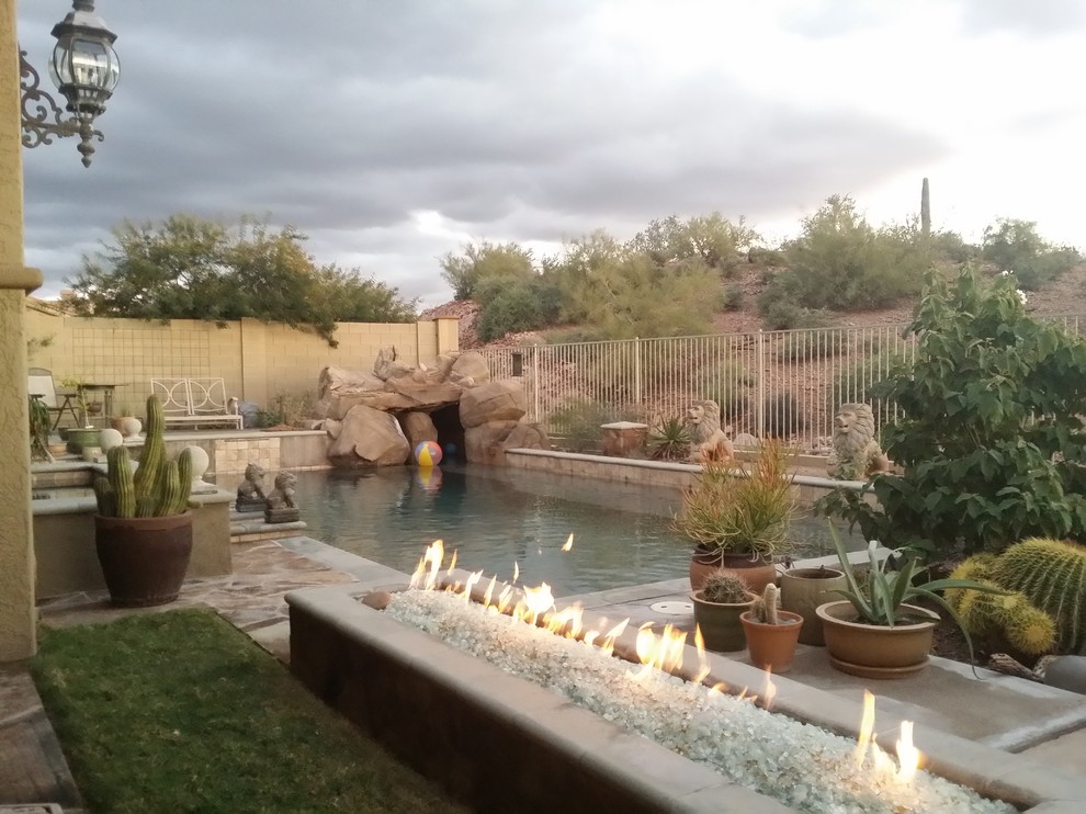 Completed Pool with Rock Cave and Spa for relaxation