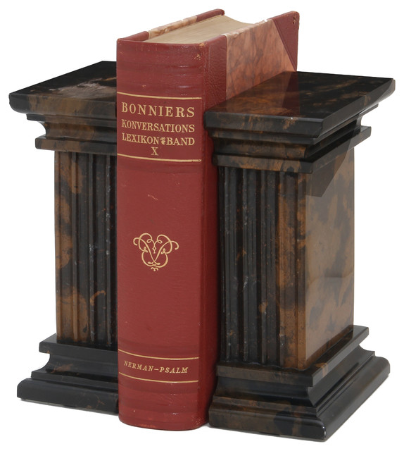 Renaissance Collection Black and Gold Marble Bookends