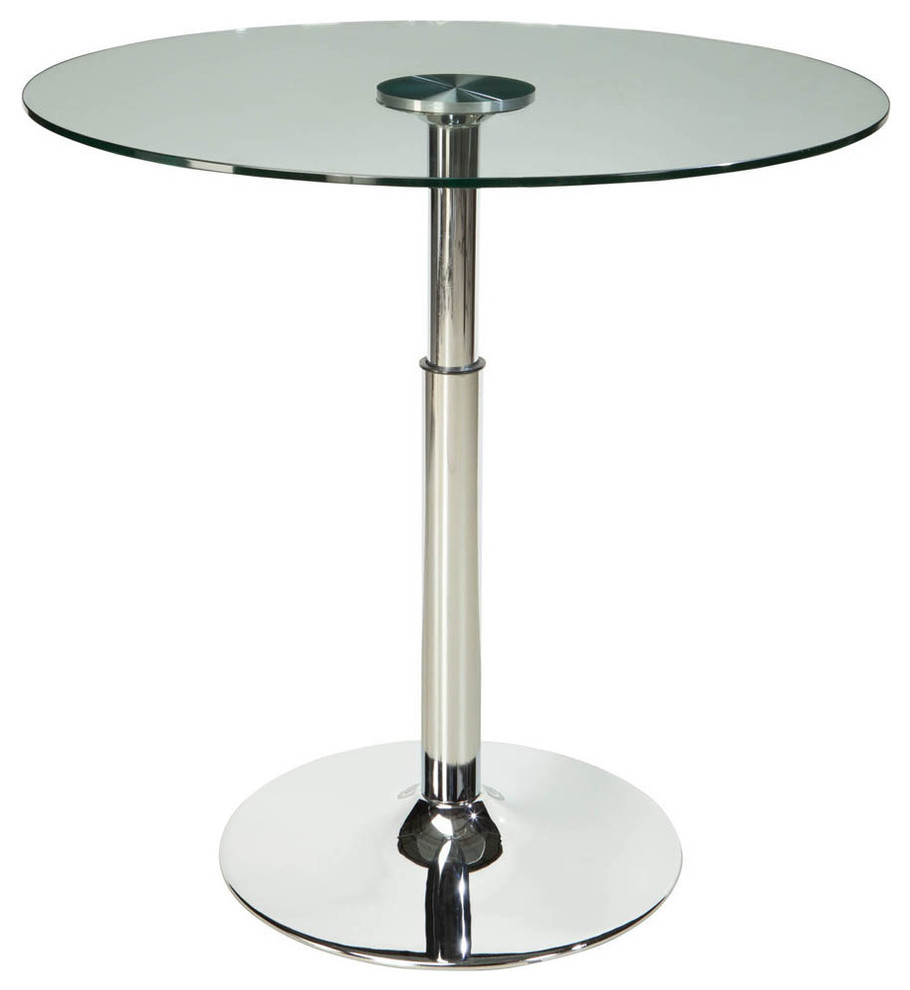Standard Furniture Cosmo Round Glass Top Dining Table w/ Fixed Pedestal Base