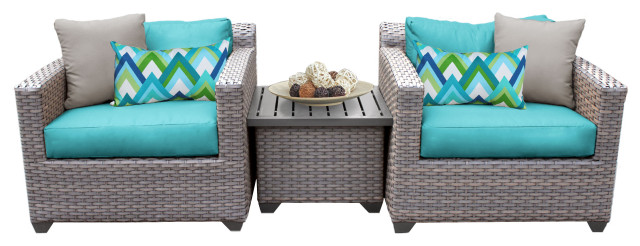 Florence 3 Piece Outdoor Wicker Patio Furniture Set 03a Tropical Lounge Sets By Design Furnishings Houzz - Three Piece Patio Wicker Set