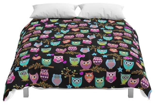Society6 Cute Owls Comforter Contemporary Comforters And