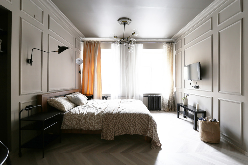 На фото: спальня в стиле неоклассика (современная классика)