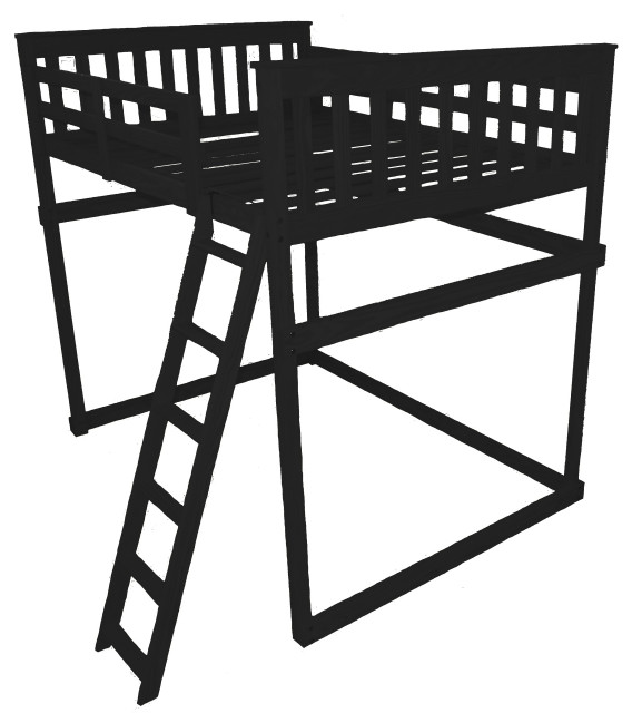 Mission Loft Bed, Black, Full, Side Ladder