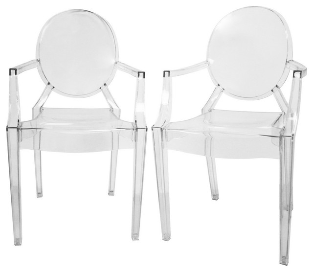 Baxton Studio Dymas Modern Acrylic Armed Ghost Chairs, Black, Set of 2