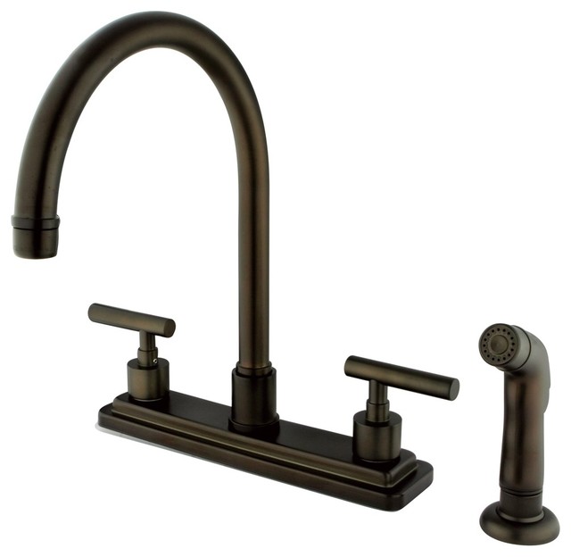Double Handle 8" Kitchen Faucet with Non-Metallic Sprayer KS8795CML