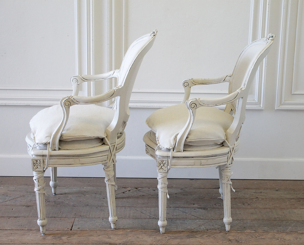 Set of 8 Antique Louis XVI Style Painted and Upholstered Dining Chairs