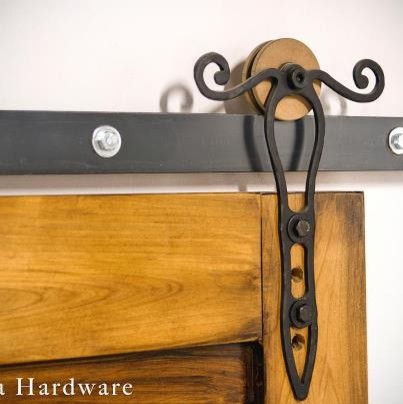 Wrought Rod Iron Scroll Barn Door Hardware