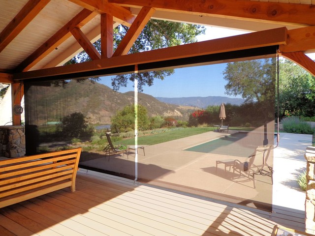 Outdoor Screen Roller Shades Rustic Los Angeles By Superior