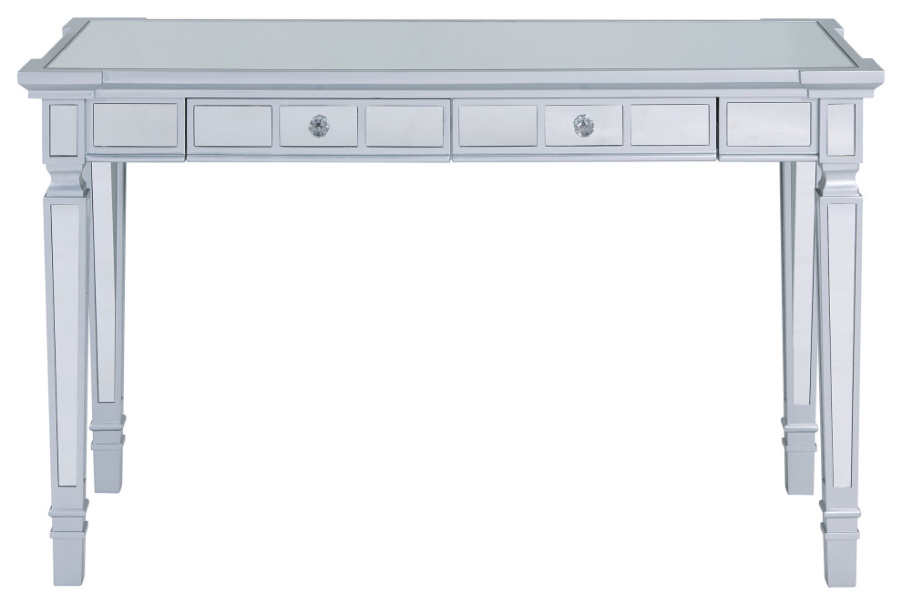 Jennifer Glam Mirrored Writing Desk With Drawers Traditional Desks