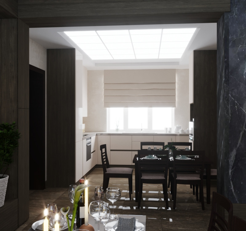 300 кв, кухня студия