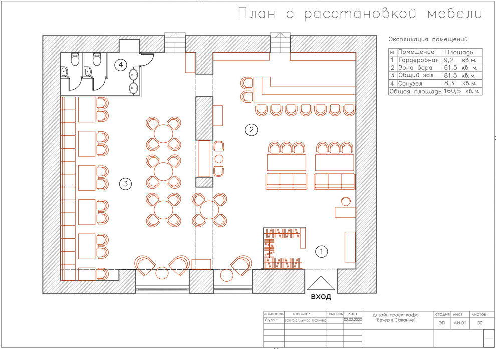 Проект кафе "Вечер в Саванне"