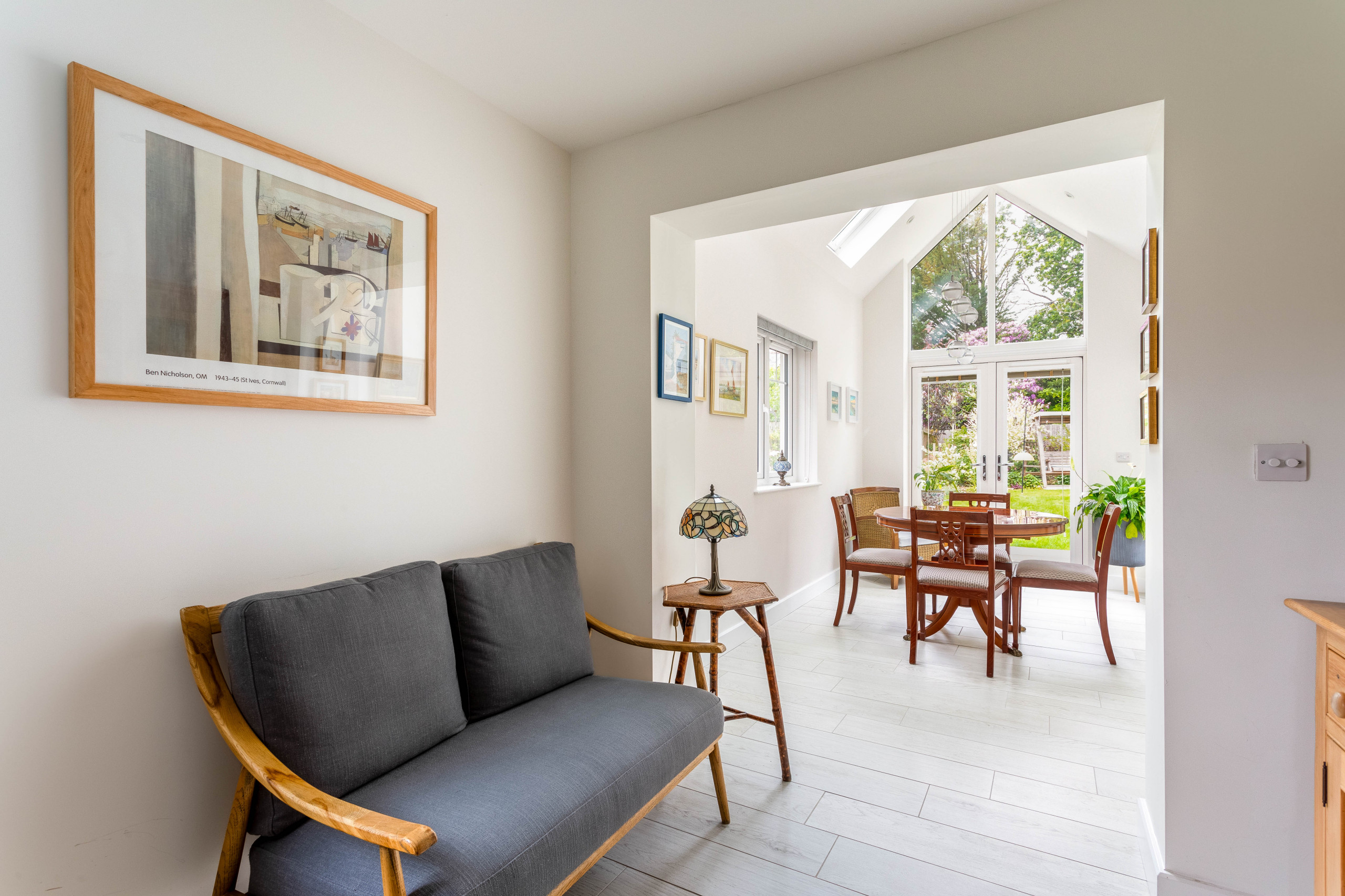 View from kitchen to dining space