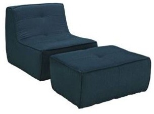 Align 2 Piece Upholstered Armchair and Ottoman Set in Azure