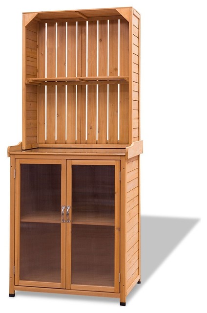 Modern Wooden Potting Bench Outdoor Storage Cabinet Transitional Modern Wooden Potting Bench Outdoor Storage Cabinet