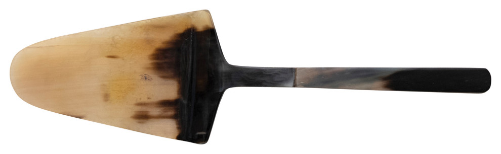 10 Inches Horn Cake Server With Mango Wood Handle, Stained Finish