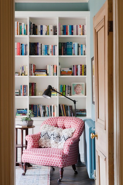 Reading nook amerikansk-craftsman-vardagsrum