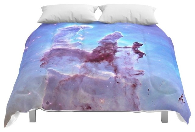 Society6 Nebula Pastel Blue Lavender Comforter Contemporary