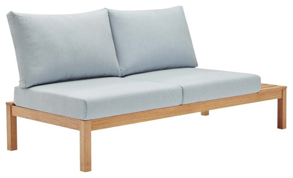 Modway Freeport Karri Wood Left Facing Patio Loveseat in Natural and