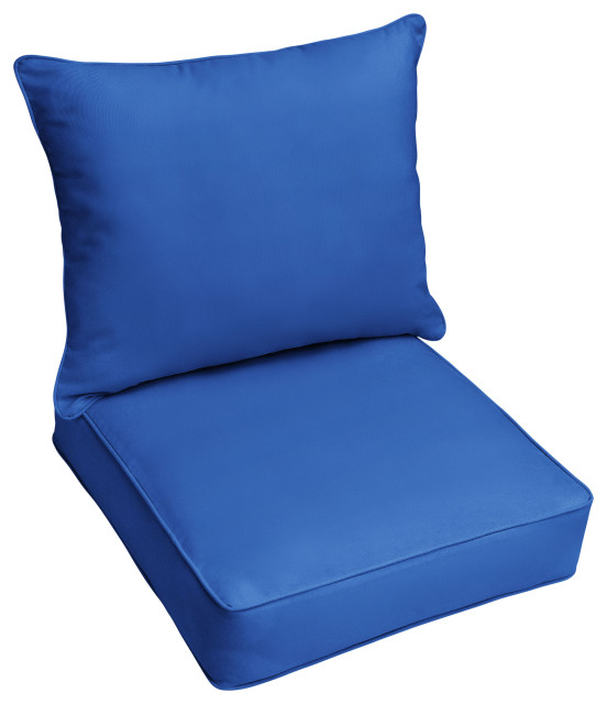 Sunbrella Canvas True Blue Outdoor Deep Seating Pillow And Cushion Set 235x23 Contemporary 