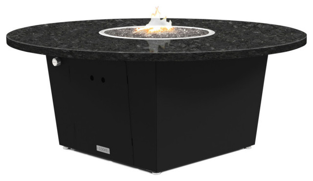 Fire Pit Table 55 D Natural Gas Black, Round Granite Top Fire Pit
