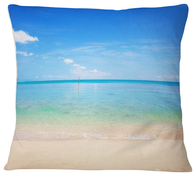 Calm Waves at Tropical Beach Seashore Photo Throw Pillow, 16"x16"