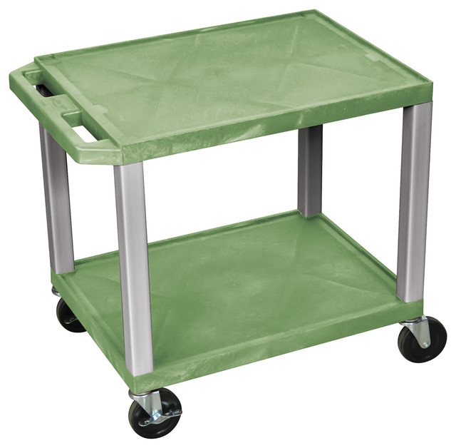 Luxor Multipurpose Utility Cart, Green With Nickel Legs Contemporary