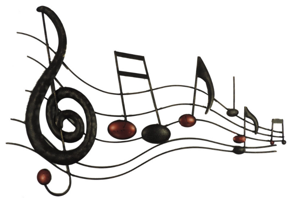 Metal Musical Notes Wall Hanging Art Decor, Black And Copper Modern Metal Wall Art by