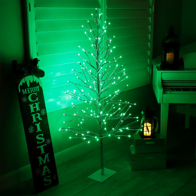 60"H Indoor/Outdoor Artificial Christmas Tree with Green LED Lights