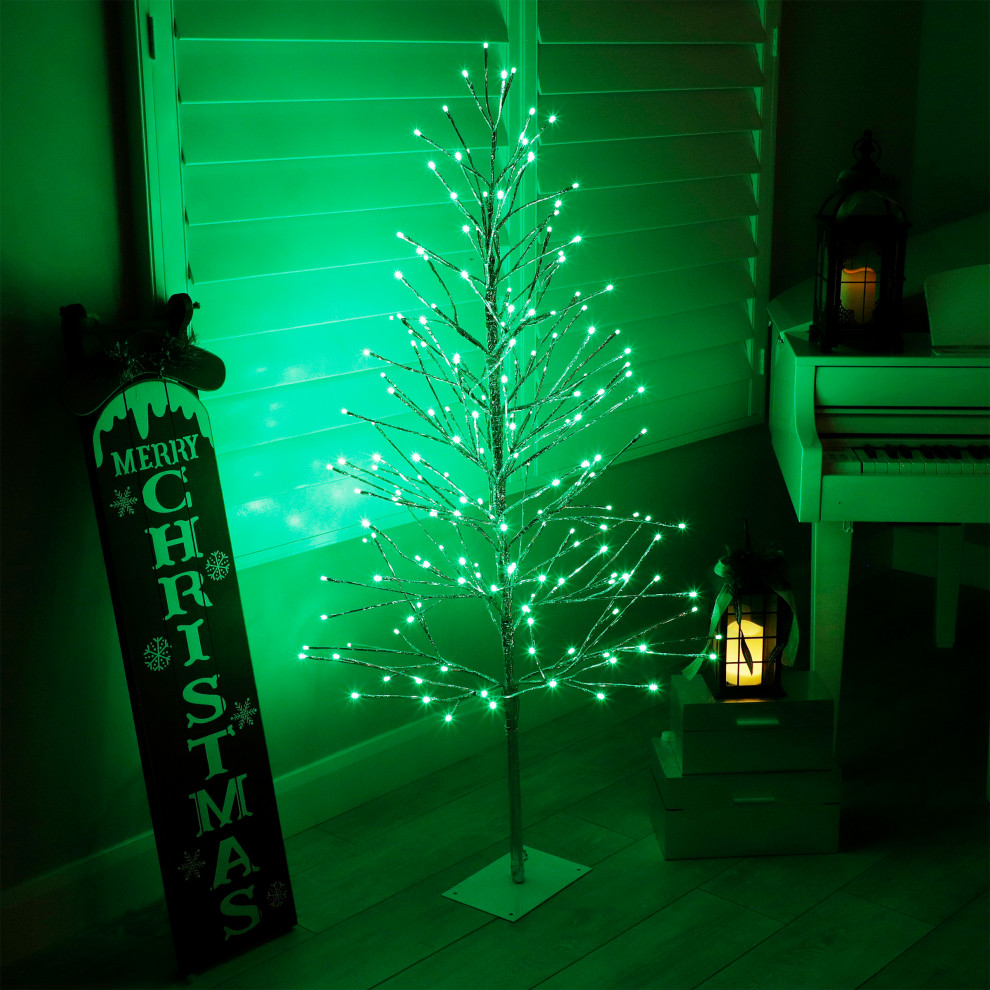 60"H Indoor/Outdoor Artificial Christmas Tree with Green LED Lights