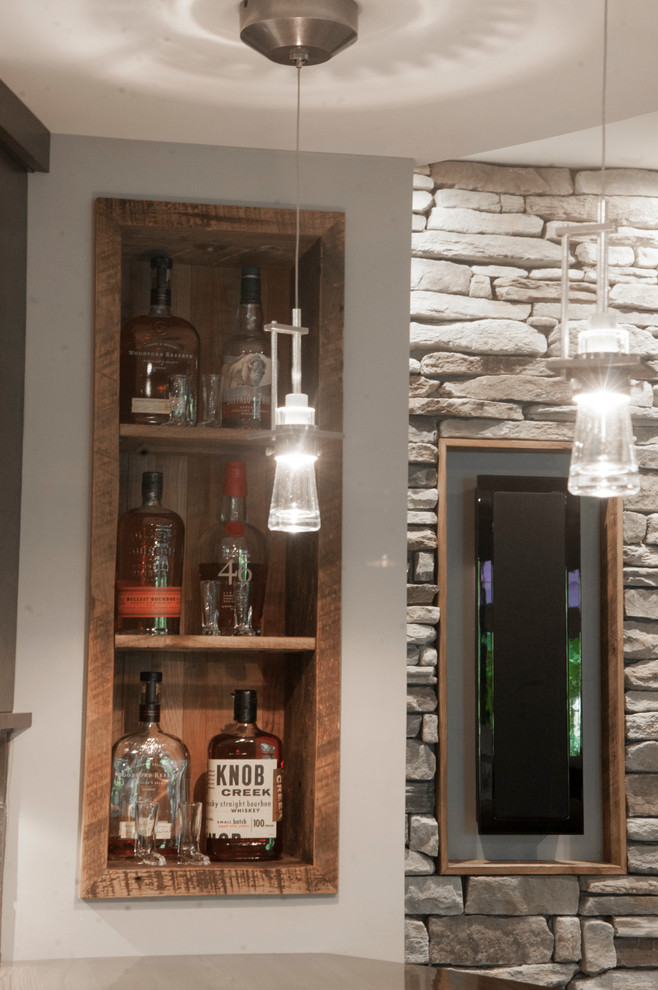Example of a mountain style basement design in Cincinnati