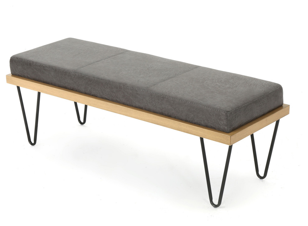 GDF Studio Elaina Industrial Modern Microfiber Bench Midcentury