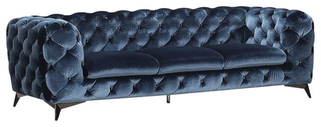 Divani Casa Delilah Modern Blue Fabric Sofa