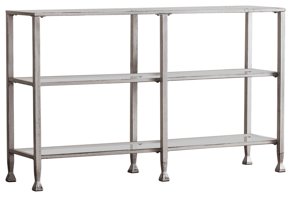 Symon Metal/Glass 3-Tier Console Table/Media Stand, Silver