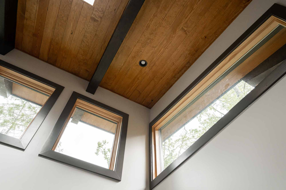 Mid-sized transitional home design photo