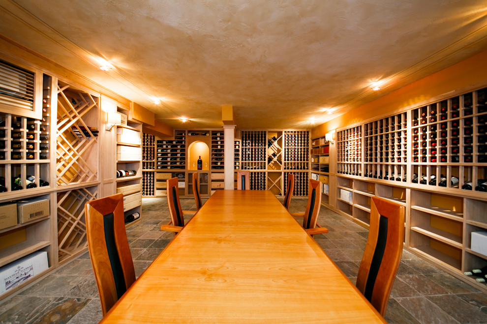 This is an example of a contemporary wine cellar in Philadelphia.
