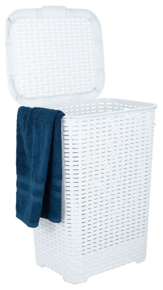 Laundry Basket, Laundry Hamper with Lid, Large 60-liter Wicker Style Hamper