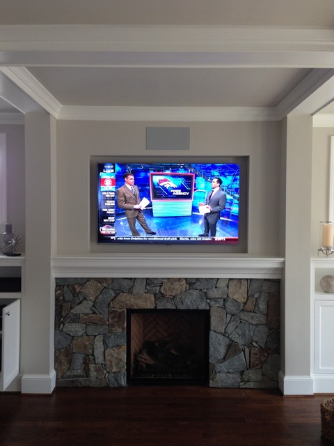 Recessed Led Tv Over Fireplace Surround System Dc Metro By