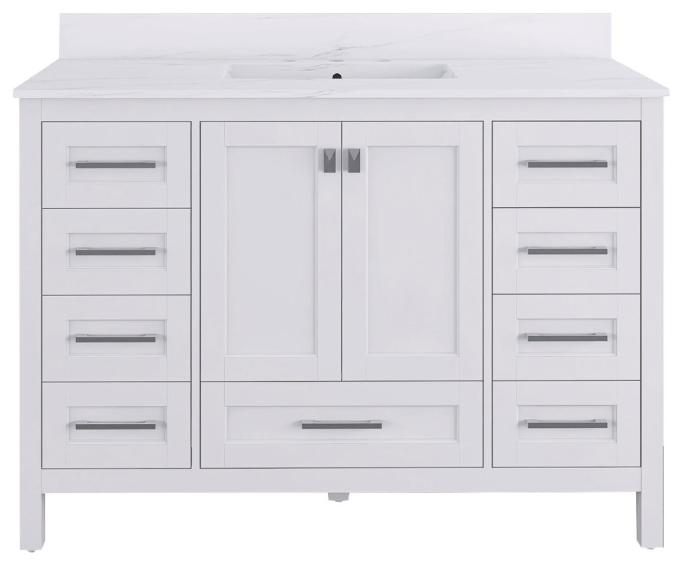 Plywood Freestanding Bath Vanity Set, Drawer and Ceramic Sink, 48 Inch ...